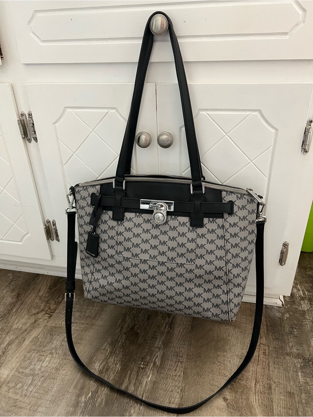 Michael Kors Gray Hamilton Traveler Tote with Black Trim and Strap